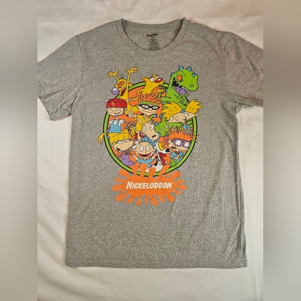 Nickelodeon Mens Gray Rugrats Short Sleeve Shirt Size Medium